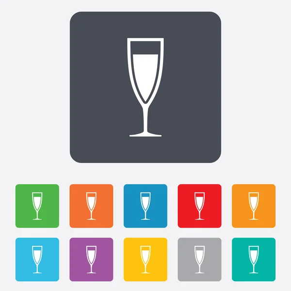 Glas champagne teken pictogram. Alcohol drinken. — Stockvector