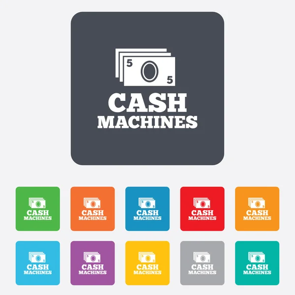 Készpénz-automaták jel ikonra. Papírpénz szimbólum. — Stock Vector
