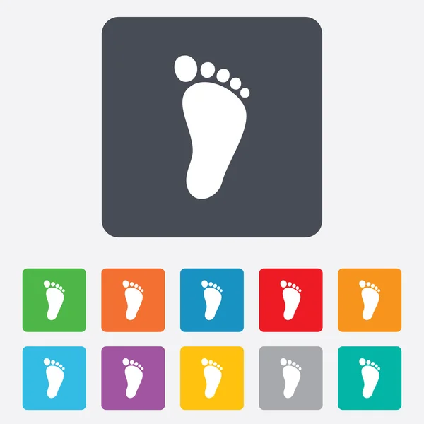 Kinder voetafdruk teken pictogram. Barefoot . — Stockvector