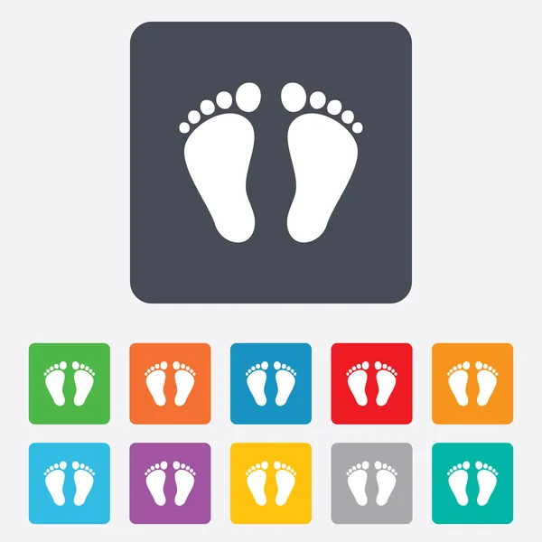 Child pair of footprint sign icon. Barefoot . — Stock Vector