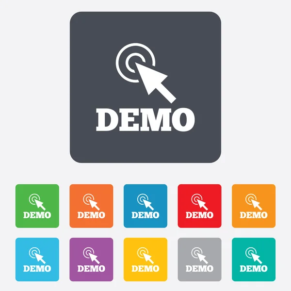 Demo z ikona znak kursora. Demonstracja symbol — Wektor stockowy