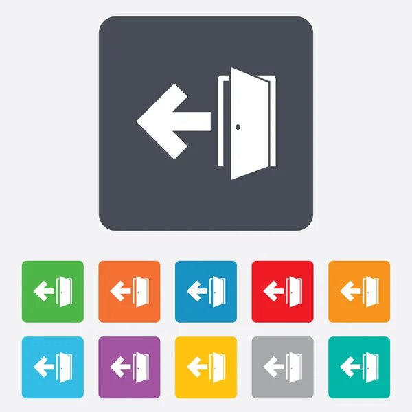 Nooduitgang teken pictogram. Deur met pijl-links. — Stockvector