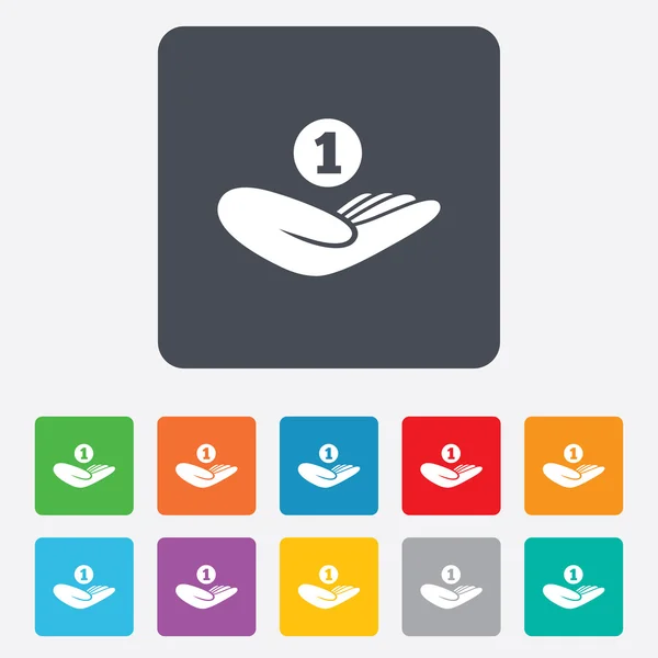 Donation hand sign icon. Charity or endowment. — Stock Vector