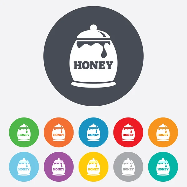 Icono de signo de miel en olla. Alimento dulce natural . — Vector de stock