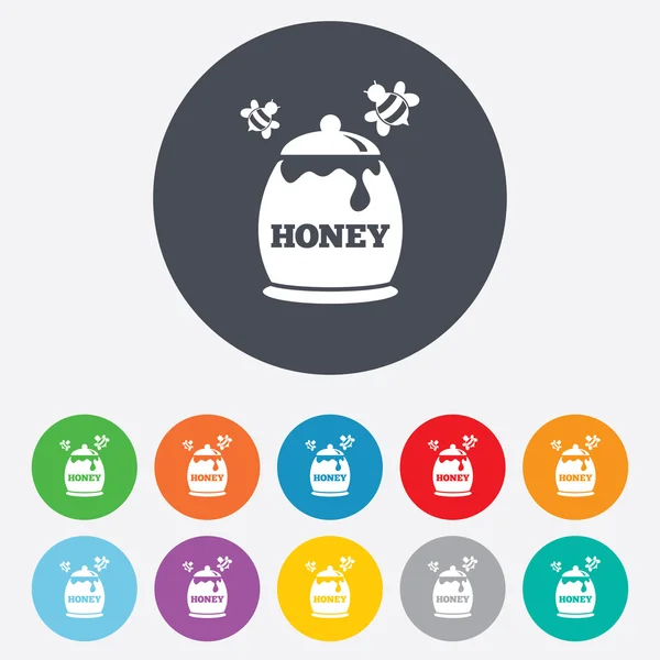 Honig im Topf Zeichen Symbol. Natürliche süße Nahrung. — Stockvektor