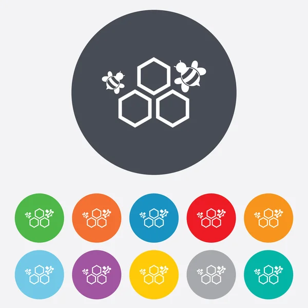 Ícone de sinal de favo de mel. Símbolo das células mel . —  Vetores de Stock