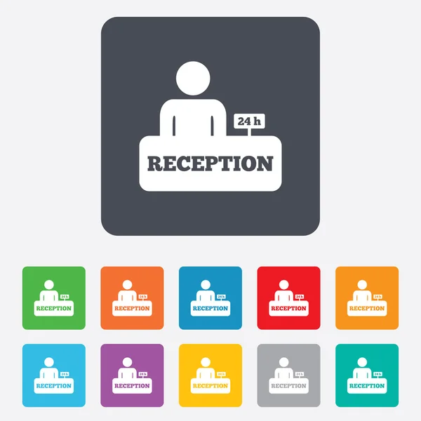 Receptie teken pictogram. Hotel registratie tabel. — Stockvector