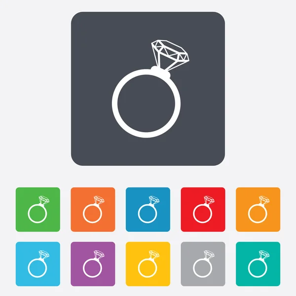 Icona del segno dell'anello. Gioielli con simbolo di diamante . — Vettoriale Stock