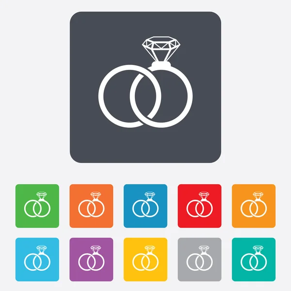 Esküvő gyűrű alá ikonra. Elkötelezettség szimbólum. — Stock Vector