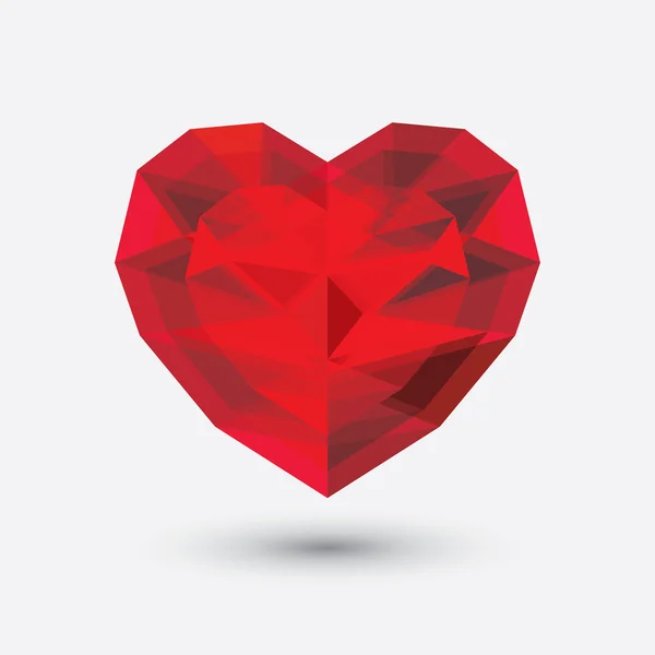 Kryształowe serce ikona. Symbol miłości szkło. — Wektor stockowy