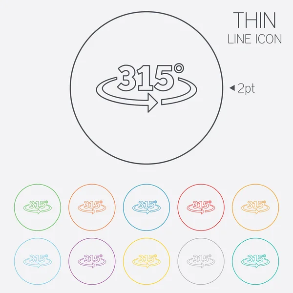 315 grader tecken vinkelikonen. geometri math symbol — Stock vektor