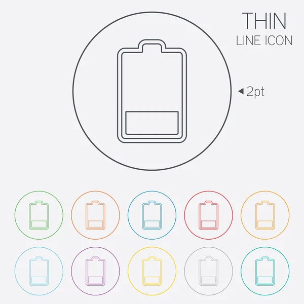 Bateria ícone sinal de baixo nível. Símbolo da electricidade —  Vetores de Stock