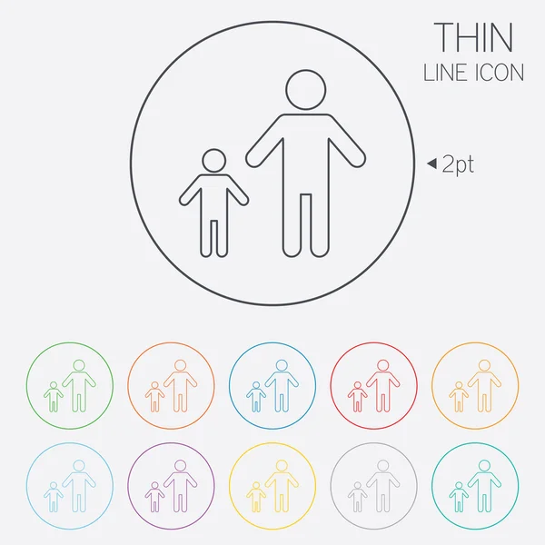 Família monoparental com um ícone de sinal filho . — Vetor de Stock
