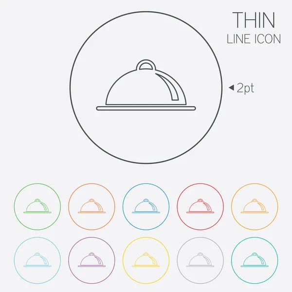 Bandeja de comida que sirve icono de signo. Cuadro de configuración . — Archivo Imágenes Vectoriales