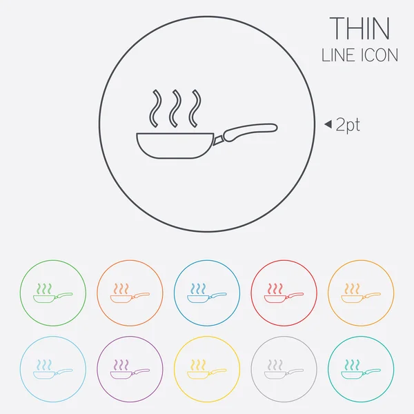 Serpenyőben aláírás ikonra. Fry vagy sült étel szimbólum. — Stockvector