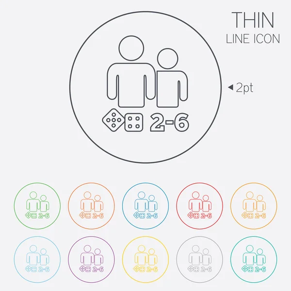 Jogos de tabuleiro sinal ícone. 2-6 símbolo de jogadores . — Vetor de Stock