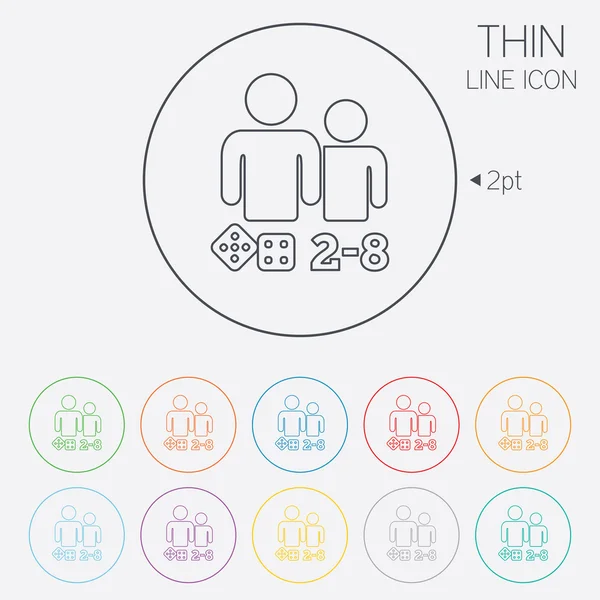 Tahta oyunları işareti simgesi. 2-8 oyuncu simgesi. — Stok Vektör