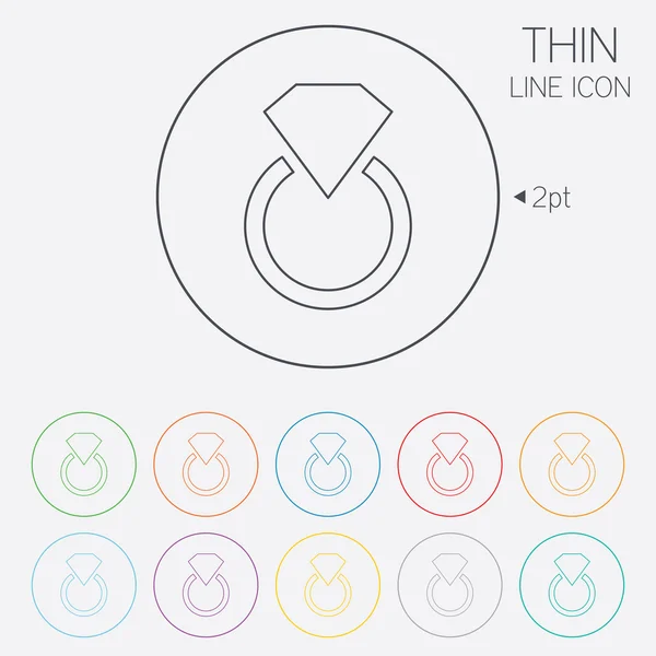 ジュエリー記号アイコン。リング ダイヤモンド シンボル. — ストックベクタ