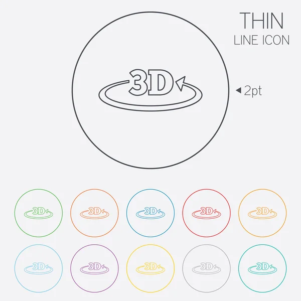 3D tecken ikonen. 3D ny teknik symbol. — Stock vektor