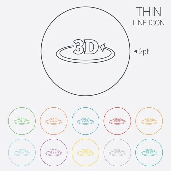 Icona segno 3D. 3D Simbolo delle nuove tecnologie . — Vettoriale Stock