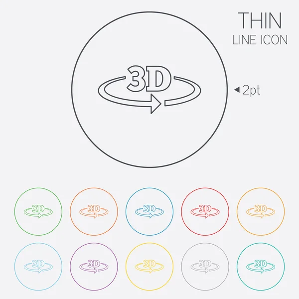 Ícone de sinal 3D. 3D Símbolo de nova tecnologia . — Vetor de Stock