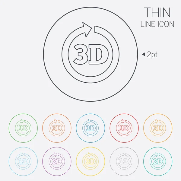 Icono de signo 3D. 3D Símbolo de nueva tecnología . — Archivo Imágenes Vectoriales