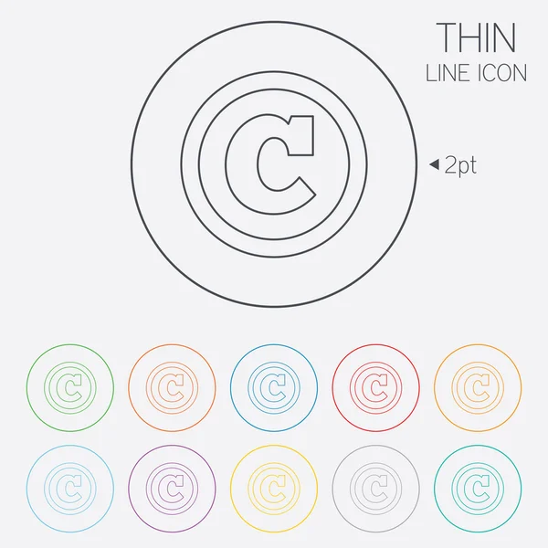 Copyright-teken pictogram. auteursrecht knop. — Stockvector