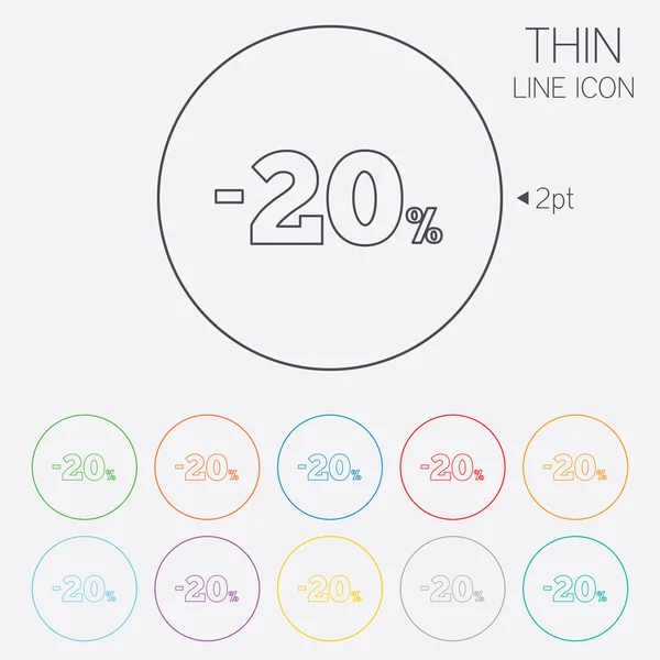 20 por cento ícone sinal de desconto. Símbolo de venda . —  Vetores de Stock