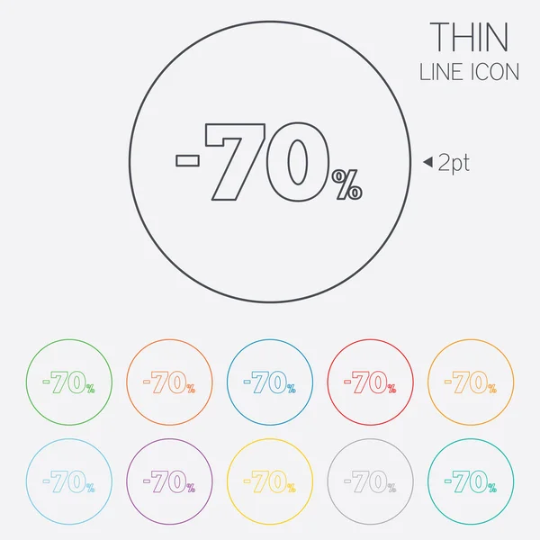 70 por ciento icono signo de descuento. Símbolo venta . — Vector de stock