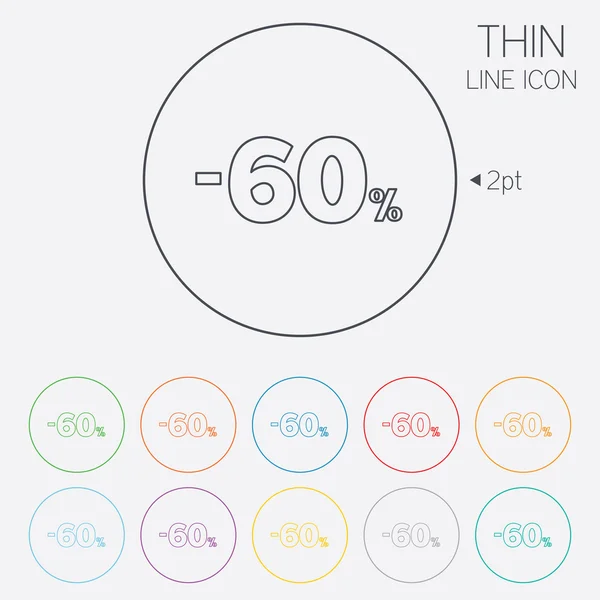 60%折扣标志图标。出售符号. — 图库矢量图片