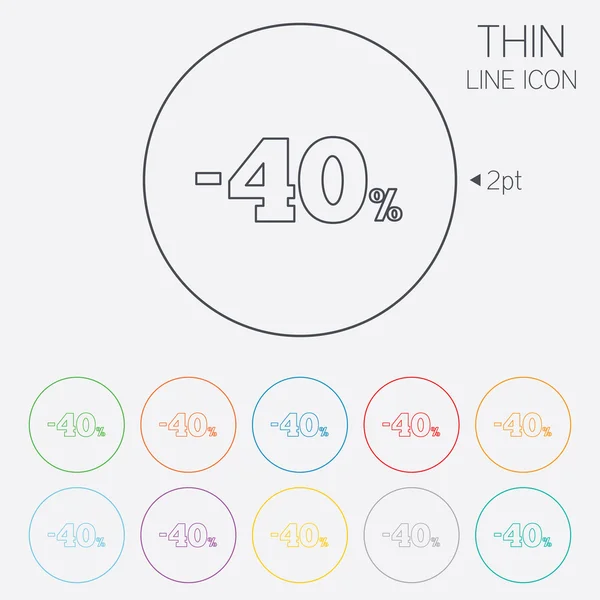 40 por ciento icono signo de descuento. Símbolo venta . — Vector de stock