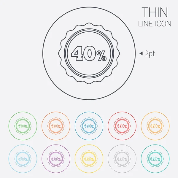 40 ％ 割引の記号アイコン。販売記号. — ストックベクタ