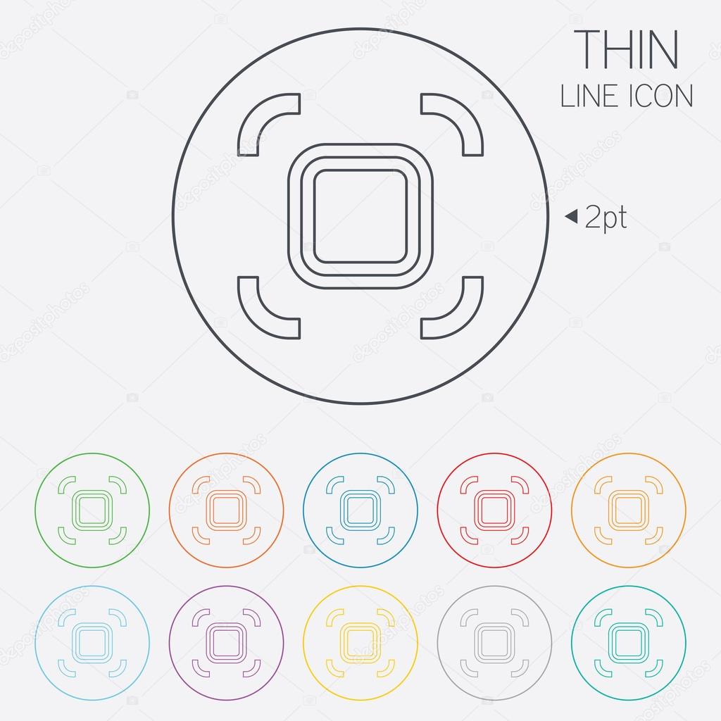 Autofocus zone sign icon. Photo camera settings. Thin line circle web icons with outline. Vector