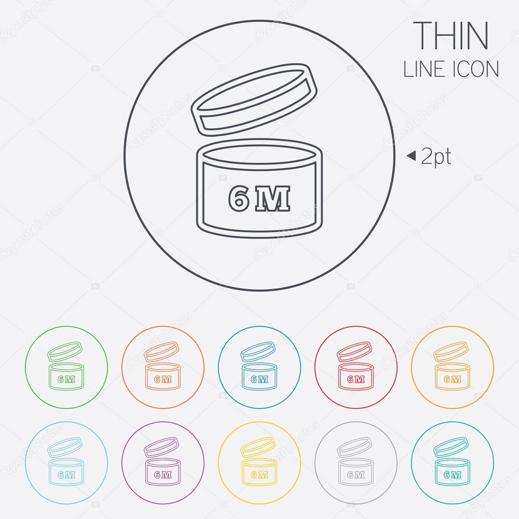 After opening use 6 months sign icon. Expiration date. Thin line circle web icons with outline. Vector