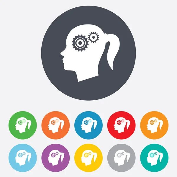 Head with gears signs icons — Stock Vector