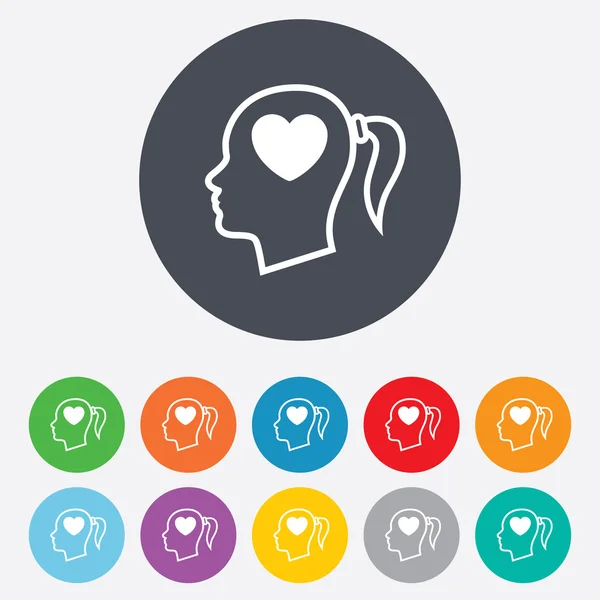 Head with heart signs icons — Stock Vector