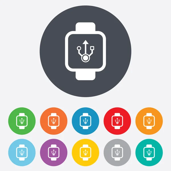 Smart Watch-klocka tecknar ikoner. — Stock vektor