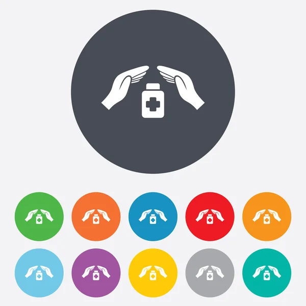 Medische verzekering ondertekent pictogrammen. — Stockvector