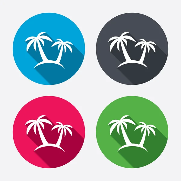 Palmiye ağacı işareti simgeleri — Stok Vektör