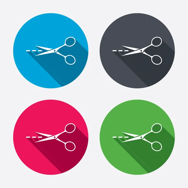 Scissors with cut line sign icons — Stock Vector