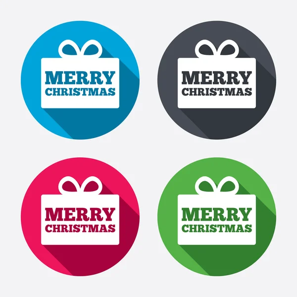 Merry christmas gift sign icons — Stock Vector