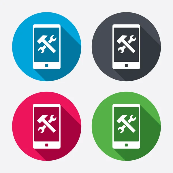 Smartphone reparación signos iconos . — Vector de stock