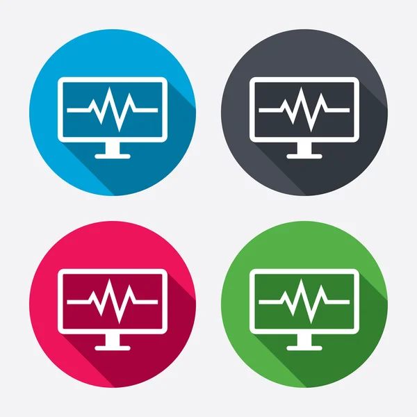 Iconos de signos de monitorización cardiográfica — Archivo Imágenes Vectoriales