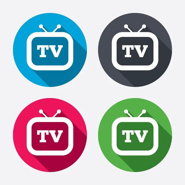 Ícones de sinal de TV retro — Vetor de Stock