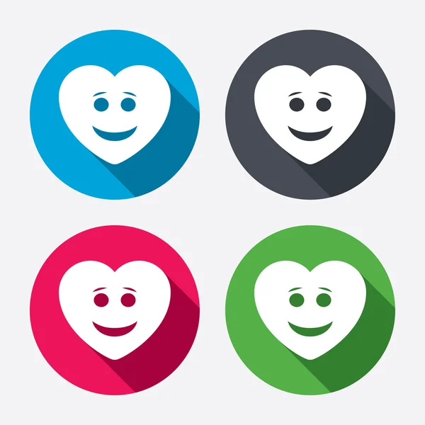 Smile heart face signs icons — Stock Vector