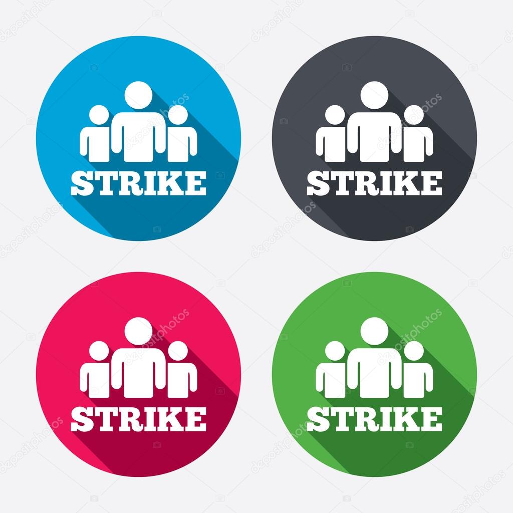 Strike signs icons. Group of people symbols