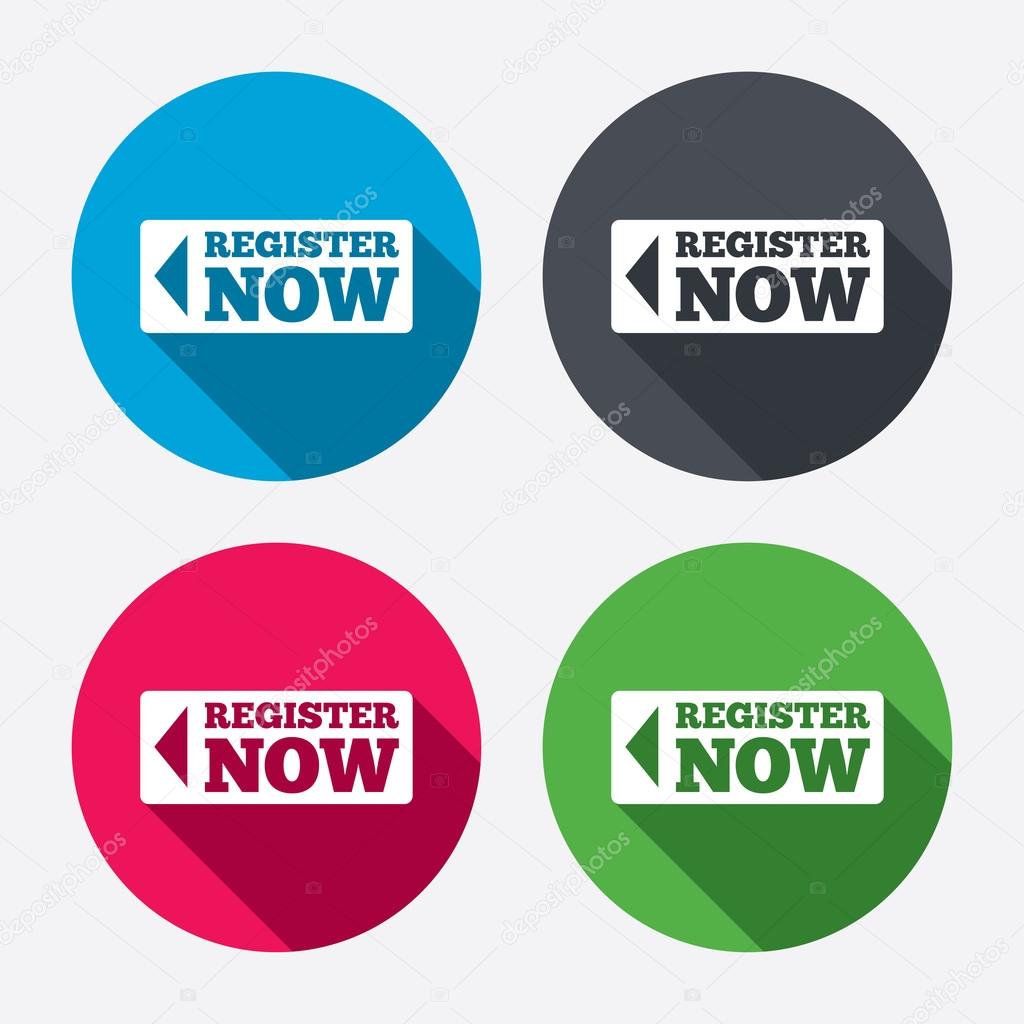 Register now sign icons