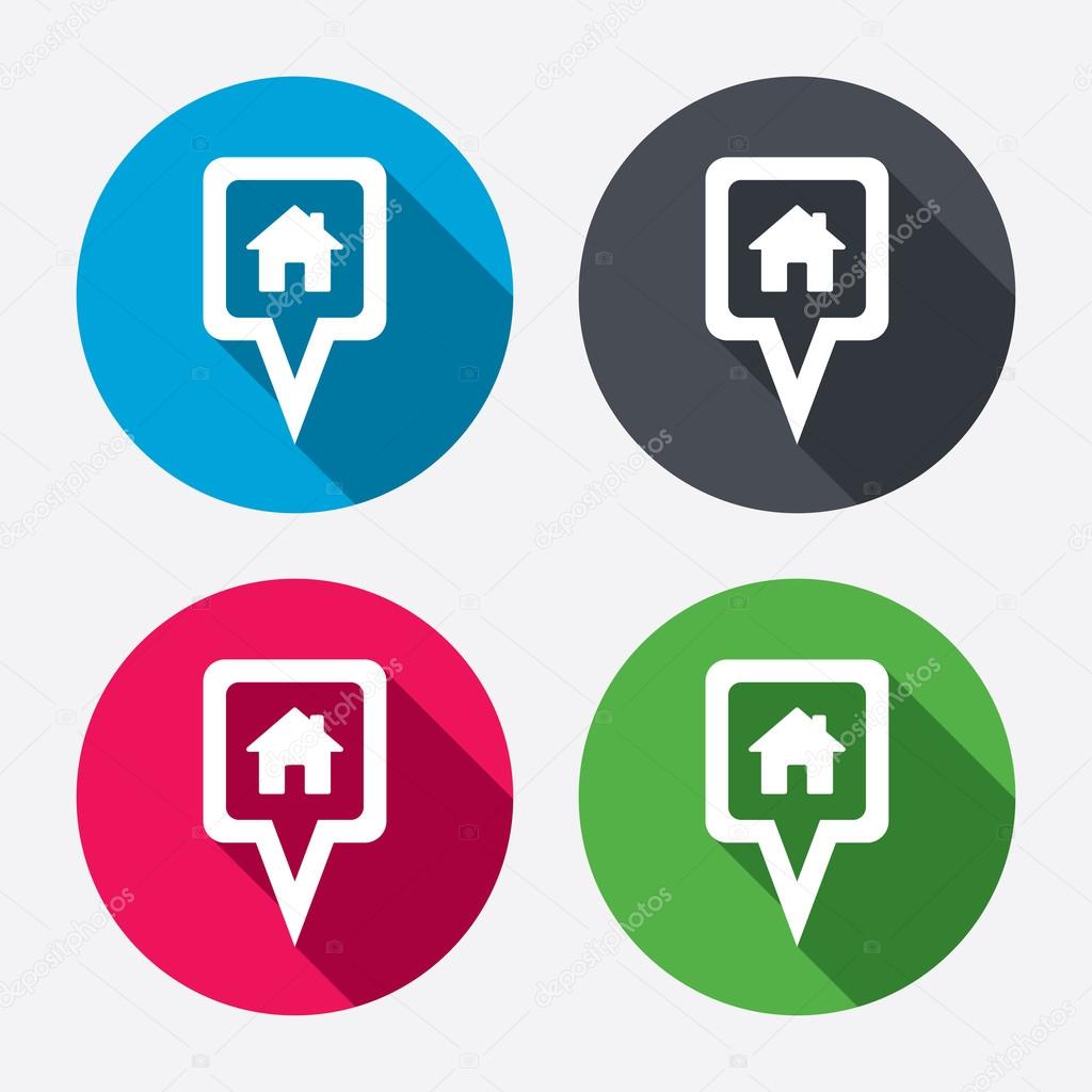 Map pointer house sign icons