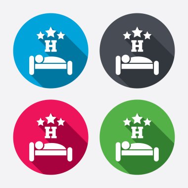 Üç yıldızlı Hotel işareti simgeleri