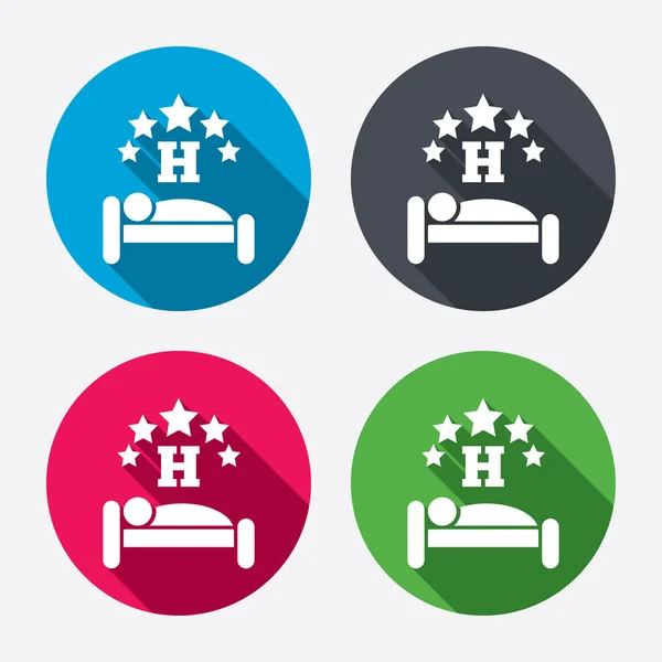 Iconos de signo de hotel de cinco estrellas — Vector de stock